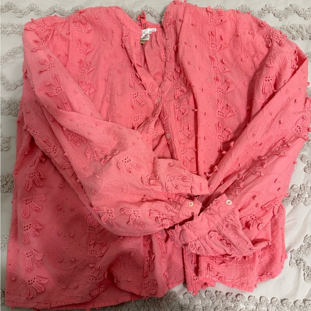 Anthropologie Coral Textured Blouse